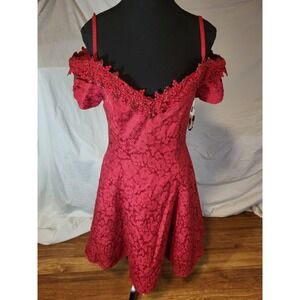Vtge Niki Originals Red Off The Shoulder Party Dress Size 12
